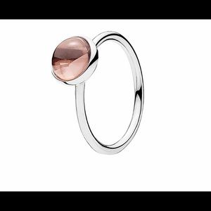 Pandora Silver & Blush Pink Crystal Ring